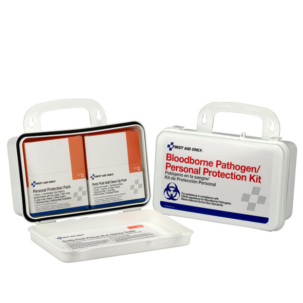 First Bloodborne Pathogen Unitized Spill Clean Up Kit – Plastic Case, BBP, OSHA Compliant, For Workplace First