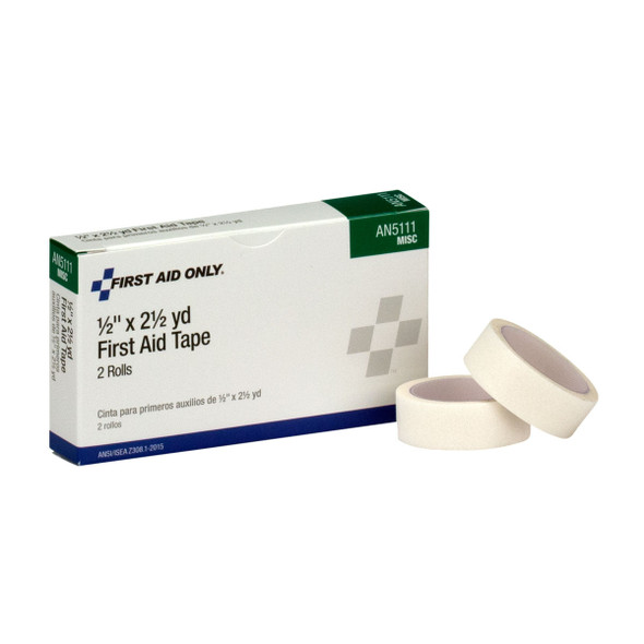 First 1/2"x2.5 Yd. First Aid Tape – 2 Per Box, For Workplace First Aid and Injury Care, For Workplace First