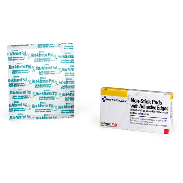 First 3"x4" Non-Adherent Pads with Adhesive Edges – 4 Per Box, 3"x4", Non-Stick Pad, For Dressing Changes