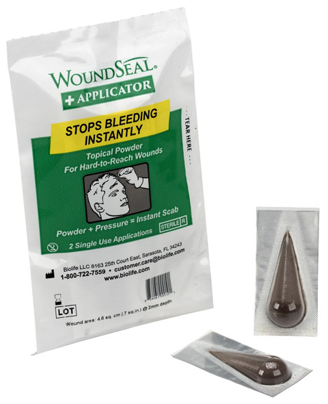 First Wound Seal Blood Clot Powder – Applicator Packs, 2 Each, Single-Use, Safe and Easy to Use