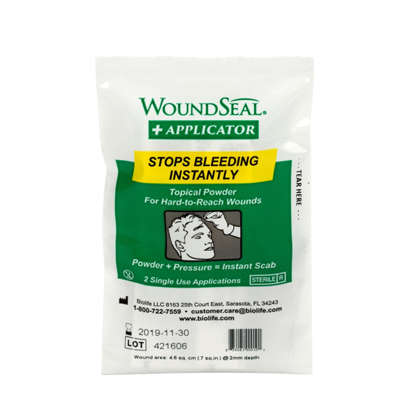 First Wound Seal Blood Clot Powder – Applicator Packs, 2 Each, Single-Use, Safe and Easy to Use