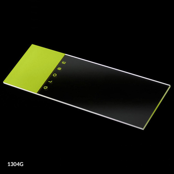 Globe Microscope Slides – Glass, 25 X 75mm, 90° Ground Edges, Green Frosted, Ground Edges, Frosted End