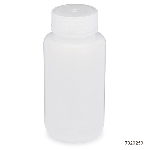 Globe Bottles, Diamond RealSeal, Wide Mouth, Round, Ldpe with PP Closure, 250mL, 12/Pack – 12/bg