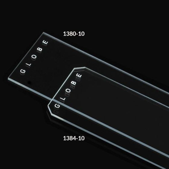 Globe Microscope Slides – Diamond White Glass, 25 X 75mm, 90° Ground Edges, Plain, Ground Edges