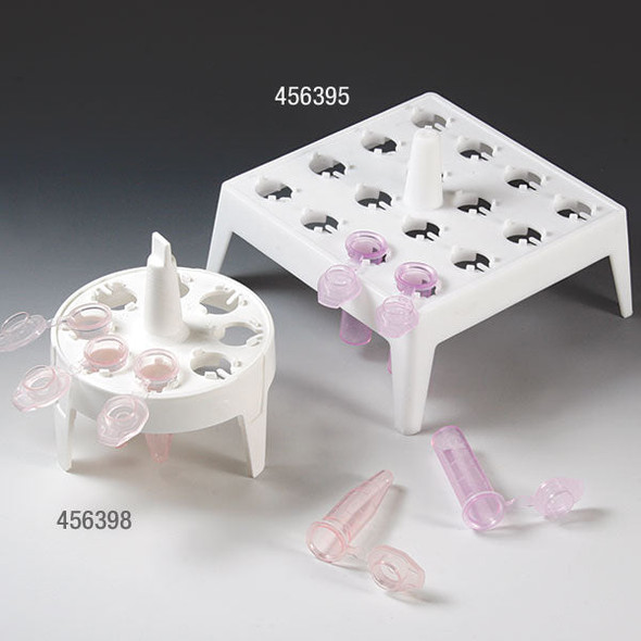 Globe Float Rack for 1.5mL Microcentrifuge Tubes – Round, 8-Place, 65mm Diameter, White, 4 per pack