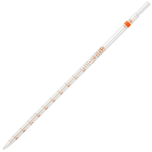 Globe 10mL Serological Pipette – Globe Glass, Reusable, Class A, 0.1 Graduations, Orange Band