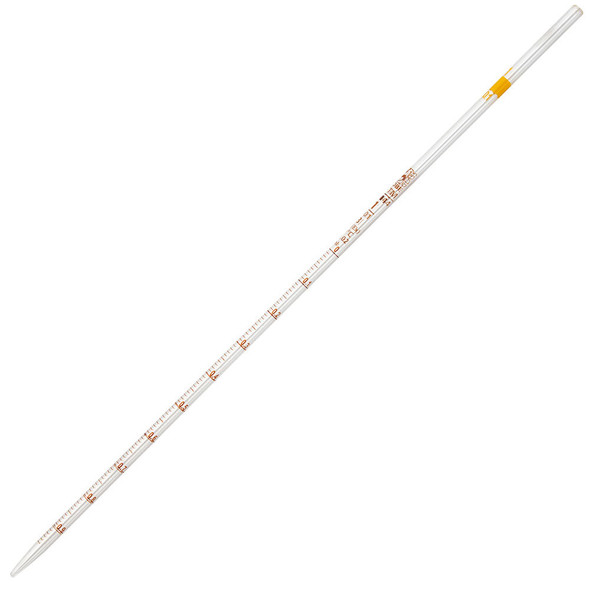Globe 1mL Serological Pipette – Globe Glass, Reusable, 0.01 Graduations, Yellow Band, 6 per box