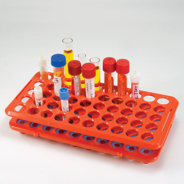 Globe Rack with Grippers – For Up to 17mm Tubes, 50-Place, Orange, For Up to 17mm Tubes, For Laboratory