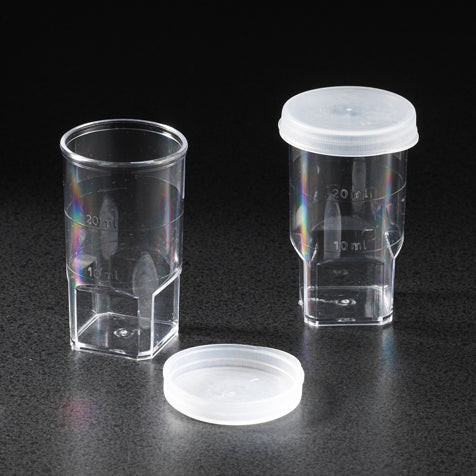 Globe Blood Cell Counting Vial with Attached Snap Cap – Graduated to 20mL, 250/Bag, 4 Bags/Unit