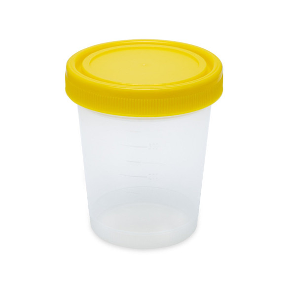Globe Container: 500mL – PP, Graduated, with Separate Yellow Screwcap, 16oz, 100 per case, For Laboratory