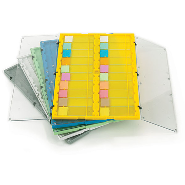 Globe Slide File Folder with Clear Hinged Lids – 20-Place, Hips/PC, Green, 12 per case, For Laboratory Testing