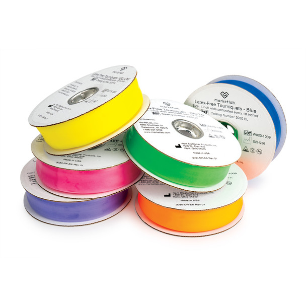 MarketLab Latex-Free Tourniquets – Pink, Single-Use Tourniquet Bands for Blood Draws, 1 ea