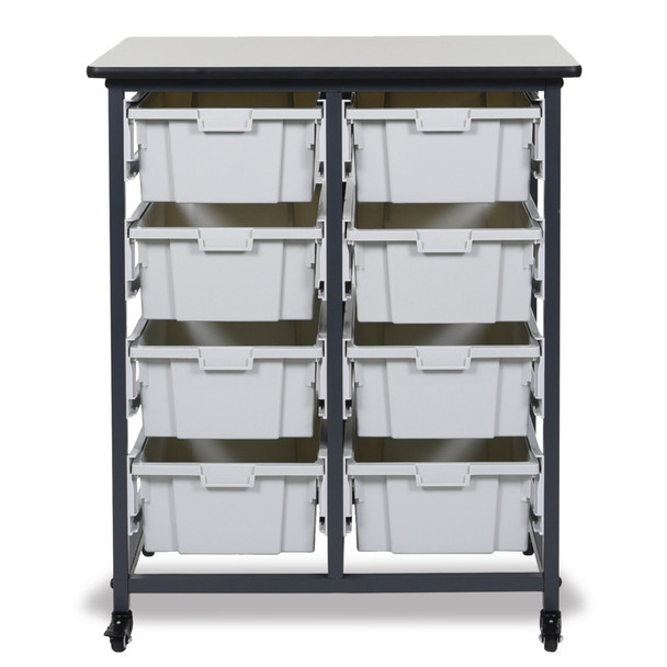 MarketLab Mobile Bin System – Double Row Bin Storage with 8 Large Bins, Rolling Supply Storage