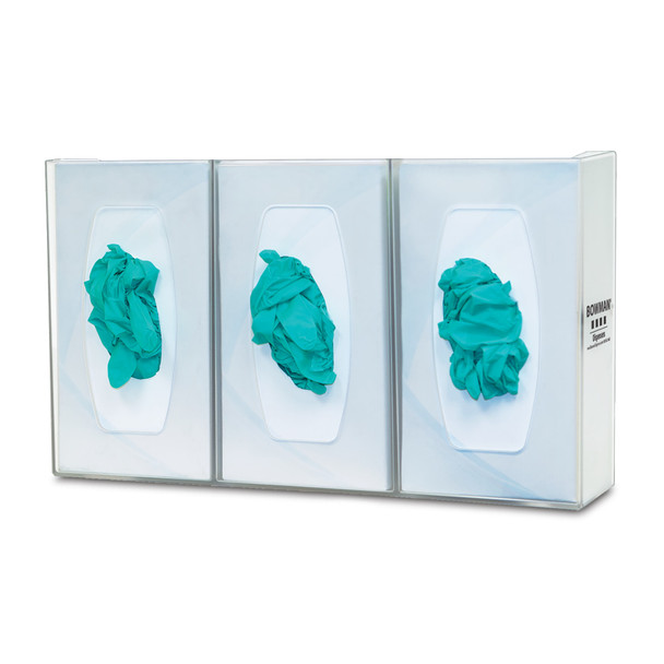 MarketLab Bowman Polycarbonate Triple Glove Box Dispenser – Clear Triple Dispenser for Exam Gloves