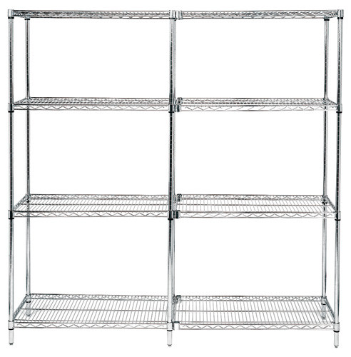Quantum Medical Chrome Wire Shelving Starter Kit – 18" x 60", Chrome Finish, 18" x 60" x 74"