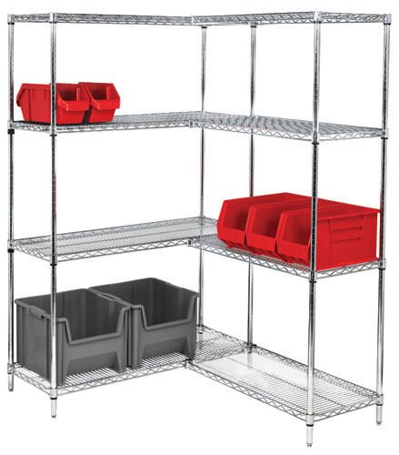 Quantum Medical Chrome Wire Shelving Starter Kit – 18" x 60", Chrome Finish, 18" x 60" x 74"