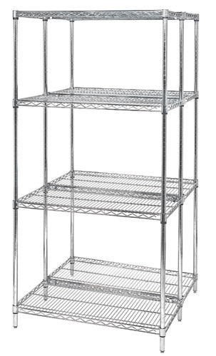 Quantum Medical Chrome Wire Shelving Starter Kit – 18" x 72", Chrome Finish, Quick and Easy Assembly