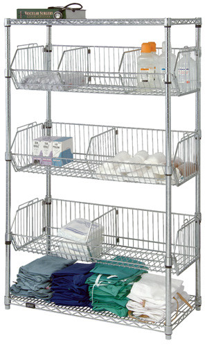 Quantum Medical Stationary Wire Basket Unit – 18" x 36", The Basket Acts as a Dispensing, For Organized