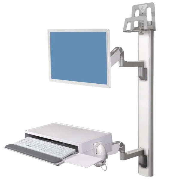 Capsa Healthcare Monitor Arm – 1 ea, Vesa Accessory Rail Mount with 19" Rail with Handle, For Bedside