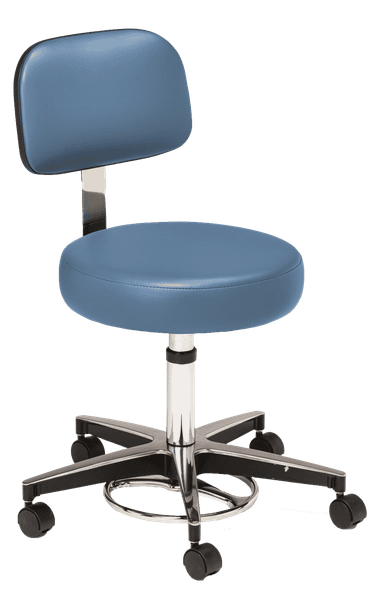 MTI 326 Stool – Pneumatic Foot Operated with Ergo Backrest, 250 lbs. Capacity, Hands-Free Height Options