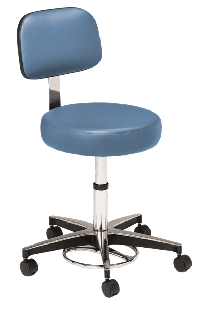 MTI 326 Stool – Pneumatic Foot Operated with Ergo Backrest, 250 lbs. Capacity, Hands-Free Height Options