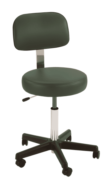 MTI 321 Stool – Pneumatic Hand Operated, Black Base with Ergo Backrest, 300 lbs. Capacity, For Exam and
