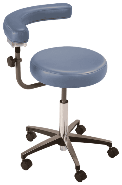MTI 324 Stool – Pneumatic Hand Operated, Chrome Base with Body Support, 275 lbs. Capacity, For Exam and