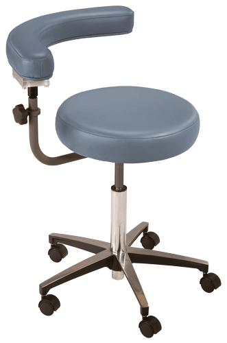 MTI 324 Stool – Pneumatic Hand Operated, Chrome Base with Body Support, 275 lbs. Capacity, For Exam and