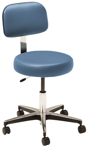 MTI 323 Stool – Pneumatic Hand Operated, Chrome Base with Ergo Backrest, 300 lbs. Capacity