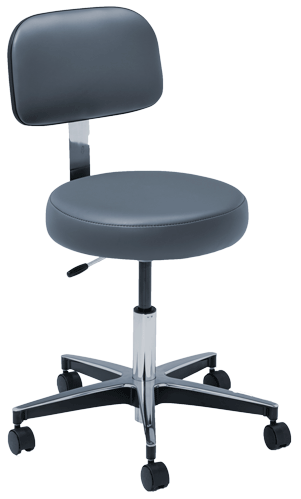 MTI 323 Stool – Pneumatic Hand Operated, Chrome Base with Ergo Backrest, 300 lbs. Capacity