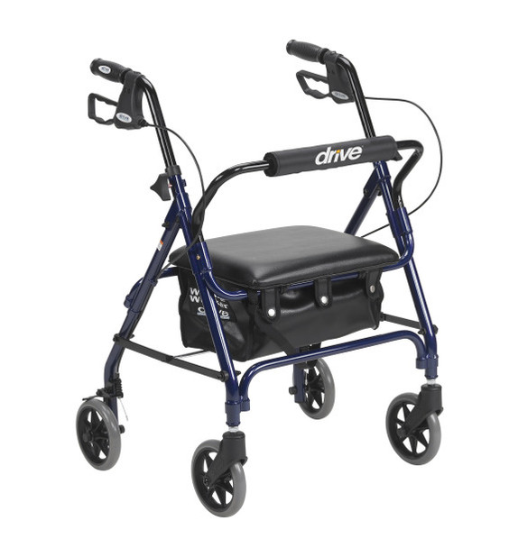 Aluminum Junior Rollator – Hemi Height, 6” Casters, 18” Seat Height & Lightweight Folding Walker