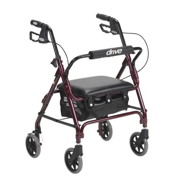 Aluminum Junior Rollator – Hemi Height, 6” Casters, 18” Seat Height & Lightweight Folding Walker