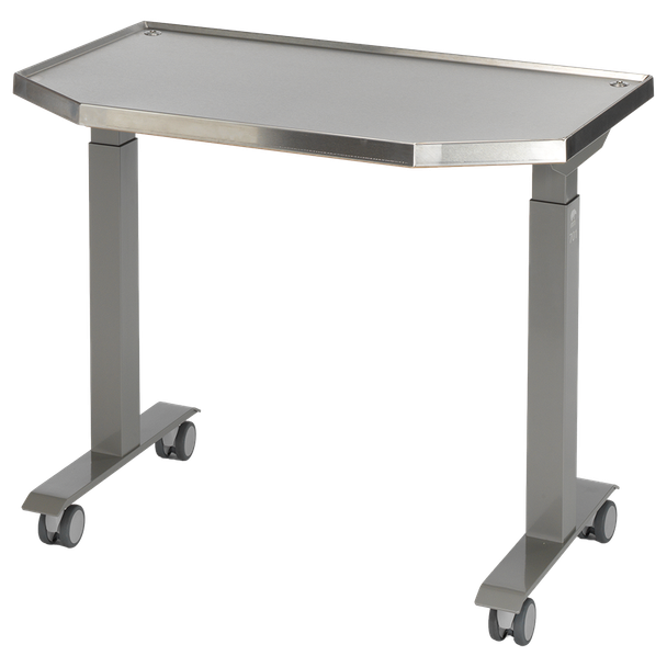 MTI 701 Mobile Instrument Table – Adjustable Height, Stainless Steel Top, 200 lb Capacity, For Surgery and