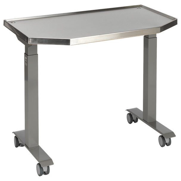 MTI 701 Mobile Instrument Table – Adjustable Height, Stainless Steel Top, 200 lb Capacity, For Surgery and