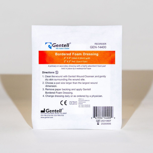 Gentell Bordered Foam Dressing – 4 in x 4 in to 6 in x 6 in Sizes, Boxes of 50, For Advanced Wound Care