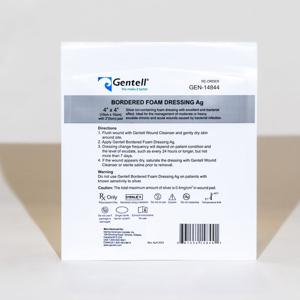 Gentell Bordered Foam Dressing Ag (Silver) – 4 in x 4 in to 6 in x 6 in Sizes, Boxes of 50
