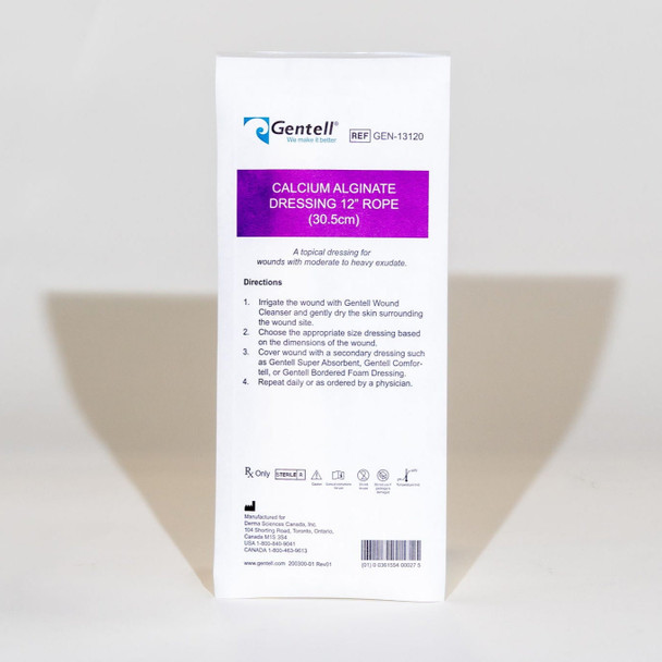 Gentell Calcium Alginate Rope Dressing – Boxes of 50, Sterile, For Advanced Wound Care, For Wound Care Teams