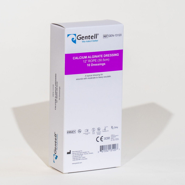 Gentell Calcium Alginate Rope Dressing – Boxes of 50, Sterile, For Advanced Wound Care, For Wound Care Teams
