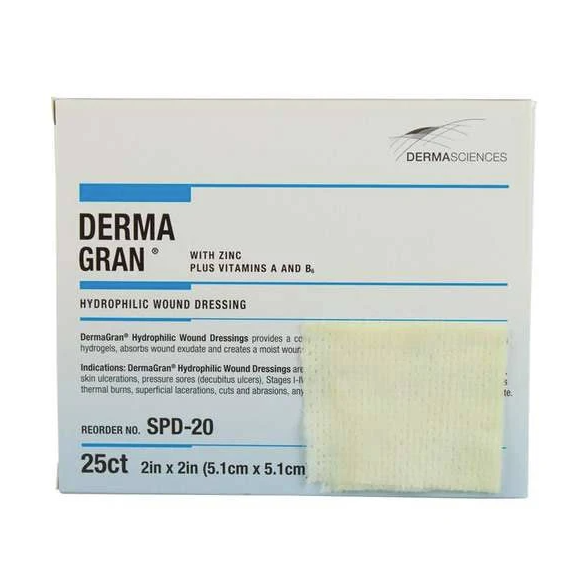 Gentell Dermagran B Hydrophilic Wound Dressings – 2 in x 2 in to 8 in x 4 in Sizes, Boxes of 4 or 8 or 12
