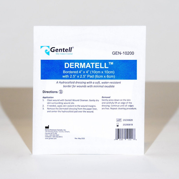 Gentell Dermatell Hydrocolloid Wound Dressings – 4 in x 4 in to 6 in x 7 in Sizes, Boxes of 50