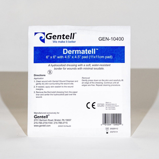 Gentell Dermatell Hydrocolloid Wound Dressings – 4 in x 4 in to 6 in x 7 in Sizes, Boxes of 50