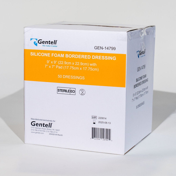 Gentell Silicone Foam Bordered Dressings – 4 in x 4 in to 9 in x 9 in Sizes, Boxes of 50, For Wound Care Teams