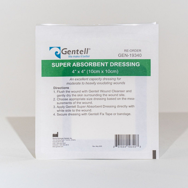 Gentell Super Absorbent Dressings – 2 in x 2 in to 8 in x 8 in Sizes, Boxes of 10 or 50, For Heavy Exudate