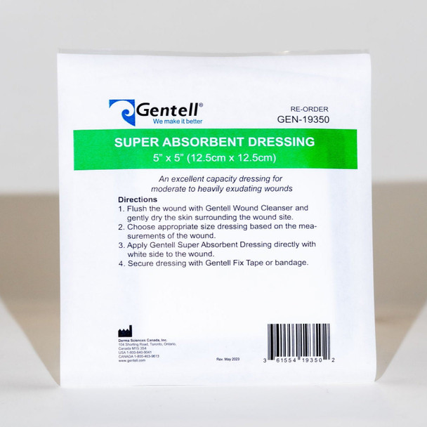 Gentell Super Absorbent Dressings – 2 in x 2 in to 8 in x 8 in Sizes, Boxes of 10 or 50, For Heavy Exudate