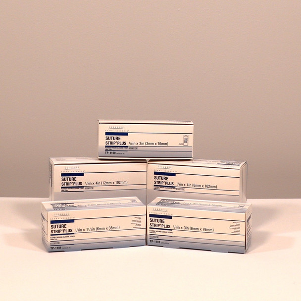 Gentell Suture Strip Plus Flexible Wound Closure Strips - Sterile – 1 in x 5 in to 8 in x 3 in Sizes
