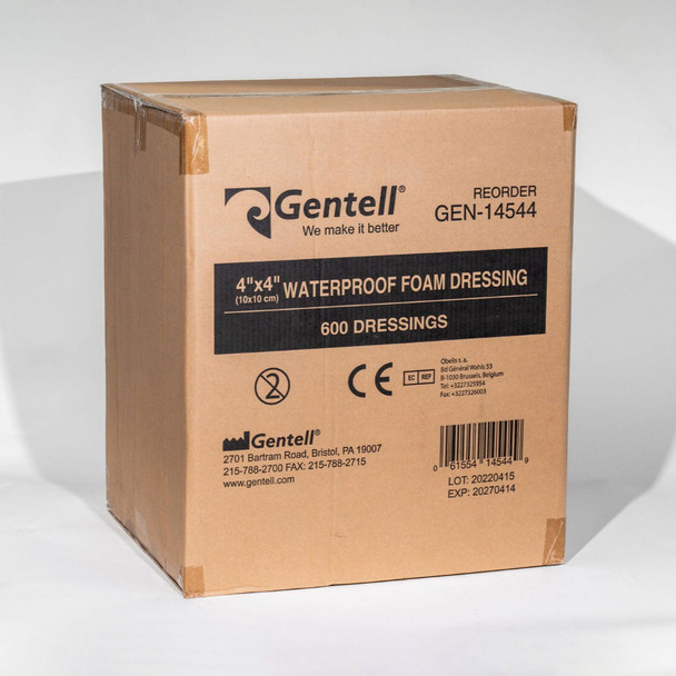 Gentell Waterproof Foam Non-Bordered Dressing – 2 in x 2 in to 8 in x 8 in Sizes, Boxes of 50