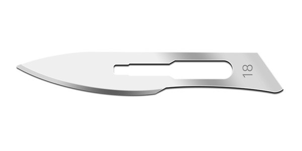 Swann Morton Surgical Blades Size 18, Carbon Steel and Stainless Steel, Sterile, For Size 4 Handles