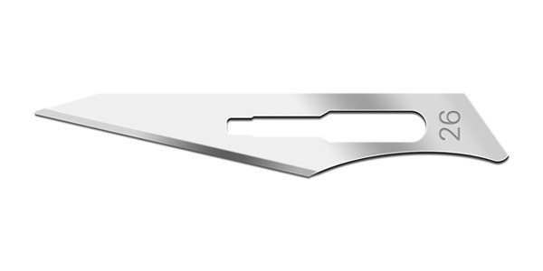Swann Morton Surgical Blades Size 26, Carbon Steel and Stainless Steel, Sterile, For Size 4 Handles