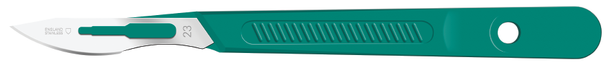 Lance Disposable Scalpels Size 23, Stainless Steel, Sterile, 10 Per Box, Green Handle, Single Use