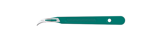 Lance Disposable Scalpels Size 12, Stainless Steel, Sterile, 10 Per Box, Green Handle, Single Use